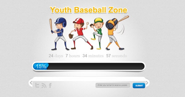 youth baseball zone coming soon landing page